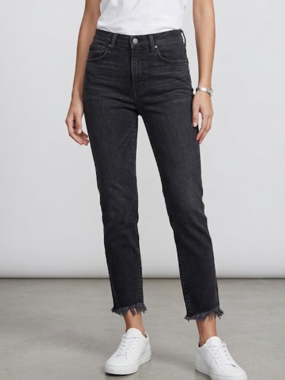 🧋3x1 Mid Rise Cropped Raw Hem Jeans Wash Hope black